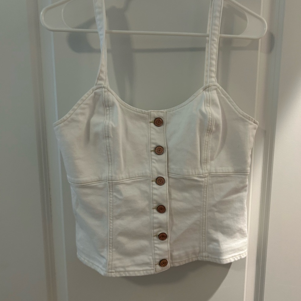 GAP white denim Button-Up Tank Top